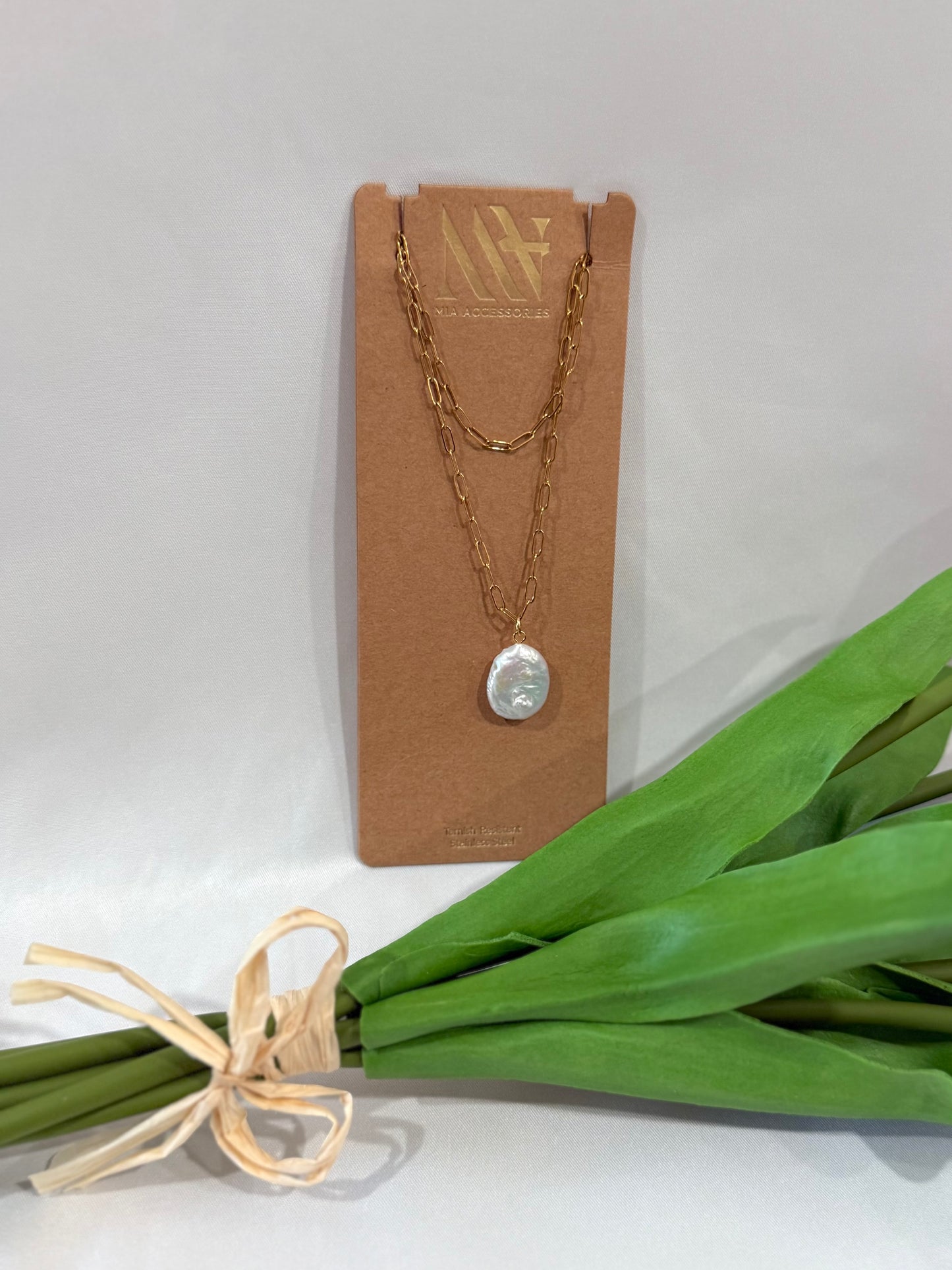 Layered Pearl Drop Necklace