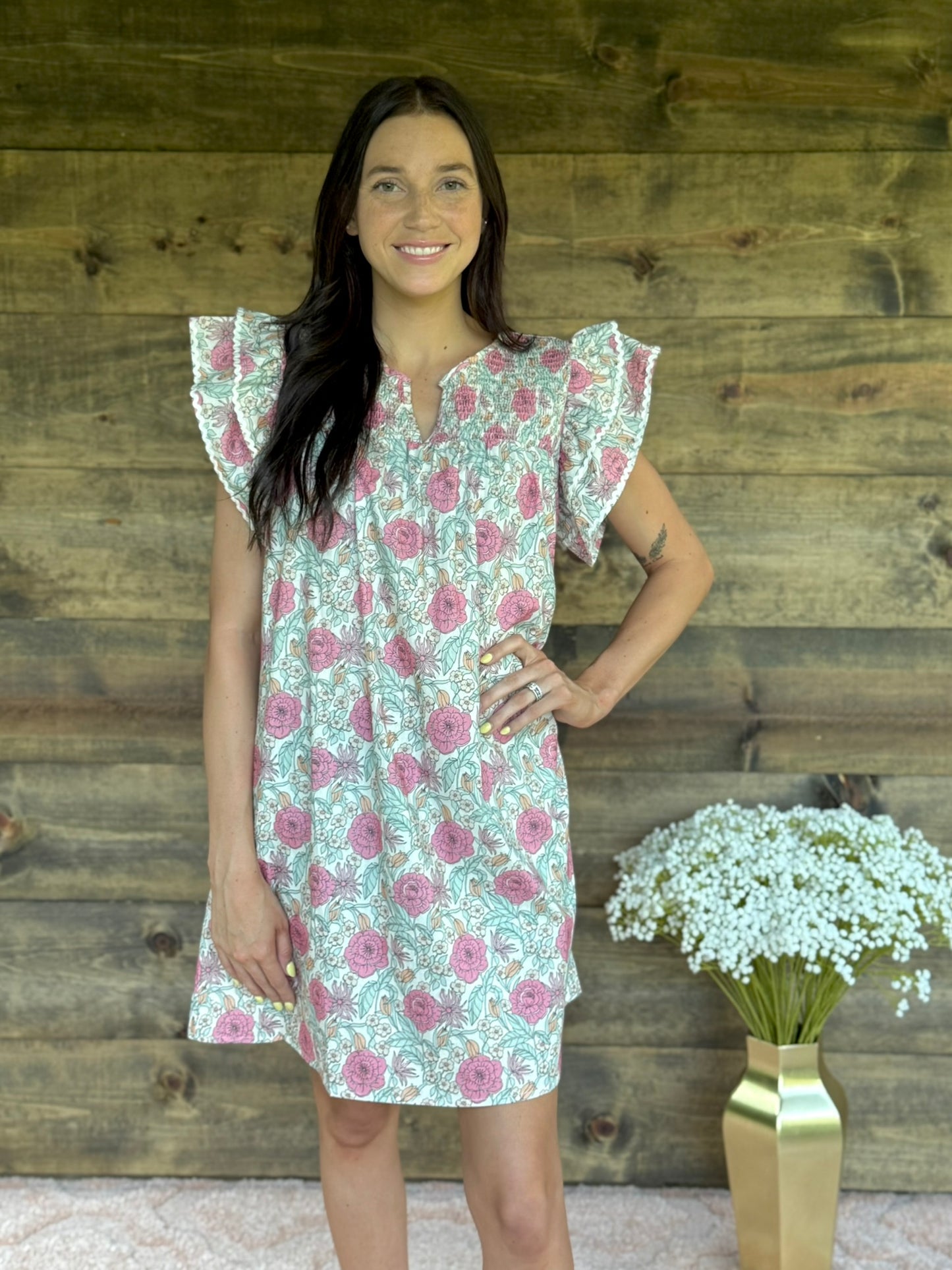 Rosie Smocked Mini Dress