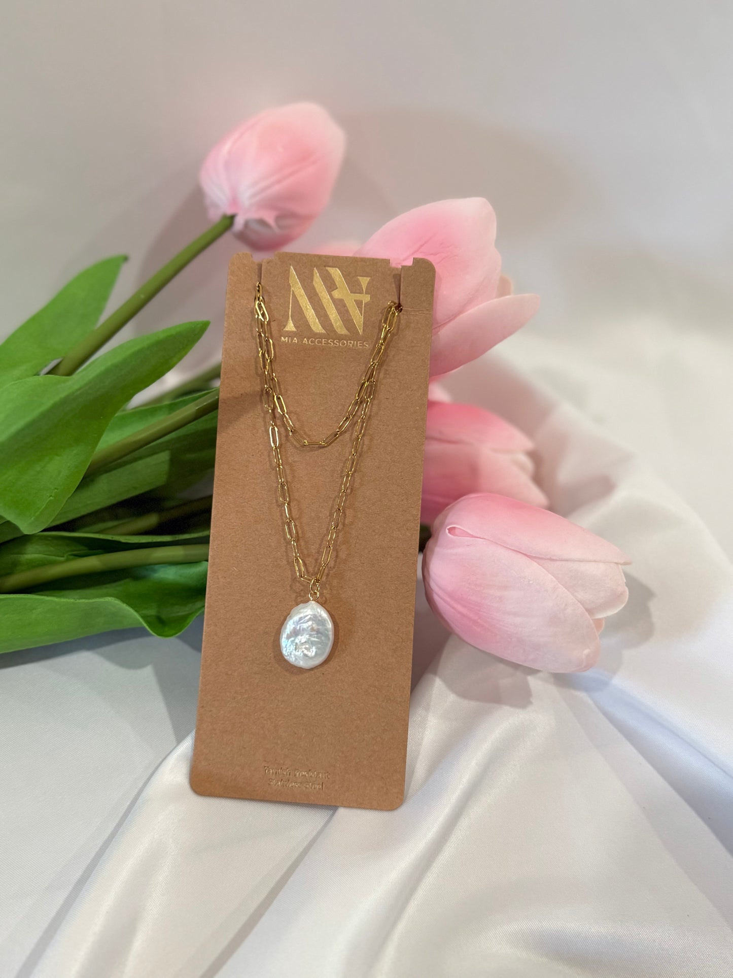 Layered Pearl Drop Necklace