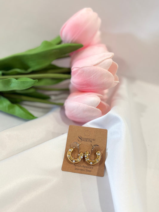 The Golden Pearl Hoops